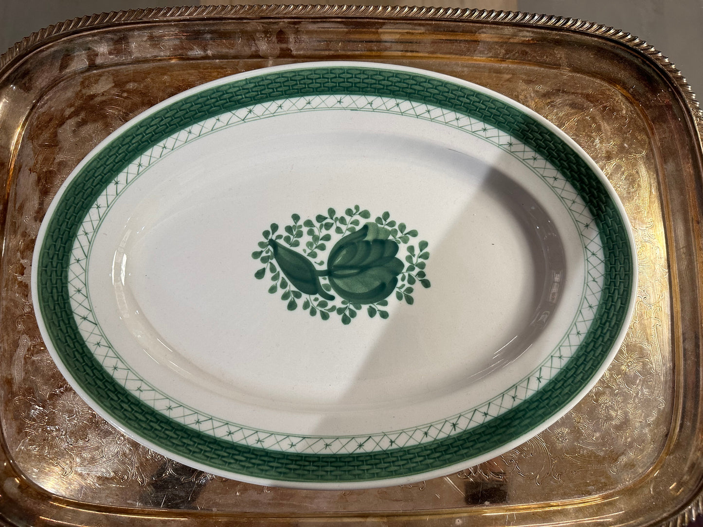 1960s Royal Copenhagen Green Tranquebar Faience Dinner Set