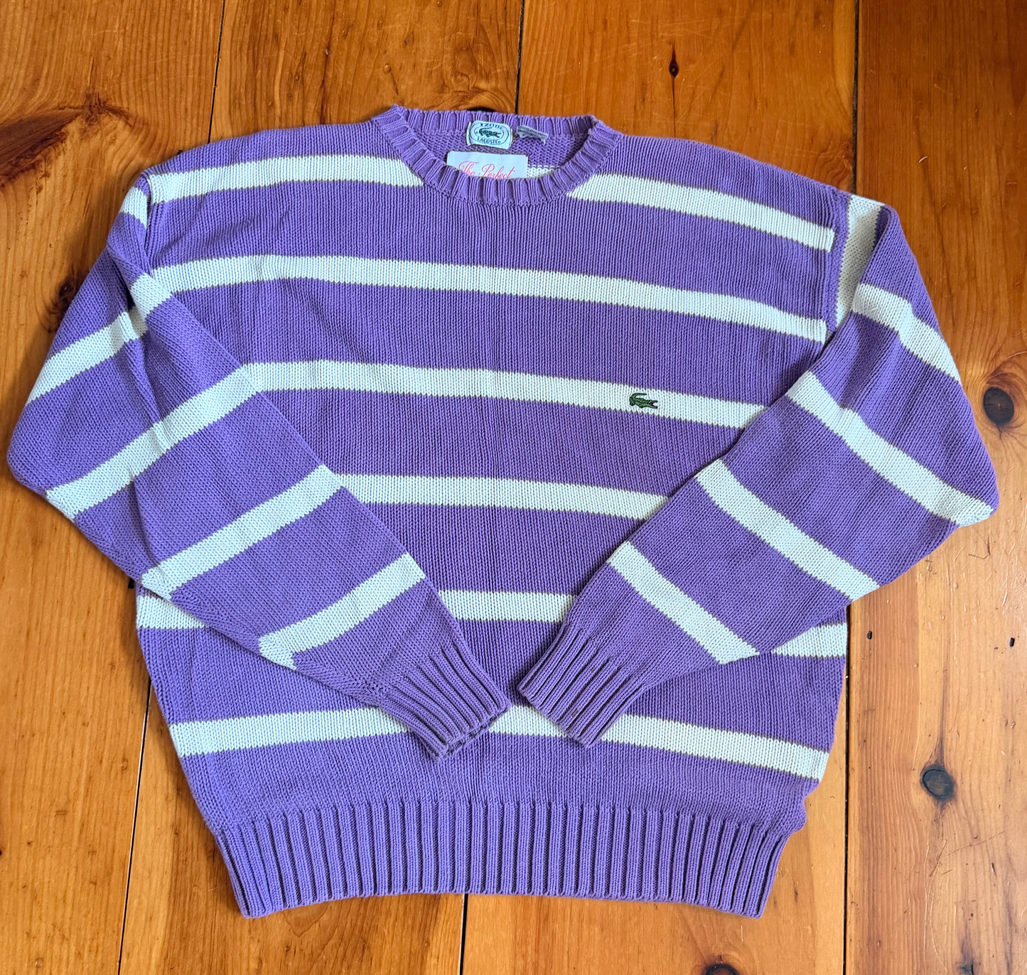 80s Lacoste Purple Striped Sweater