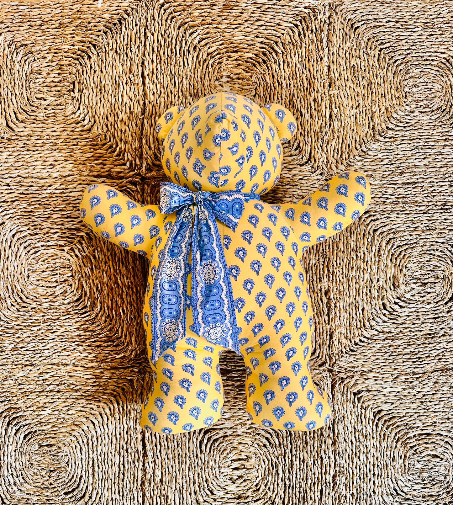 Pierre Deux Handmade Stuffed Yellow Teddy Bear