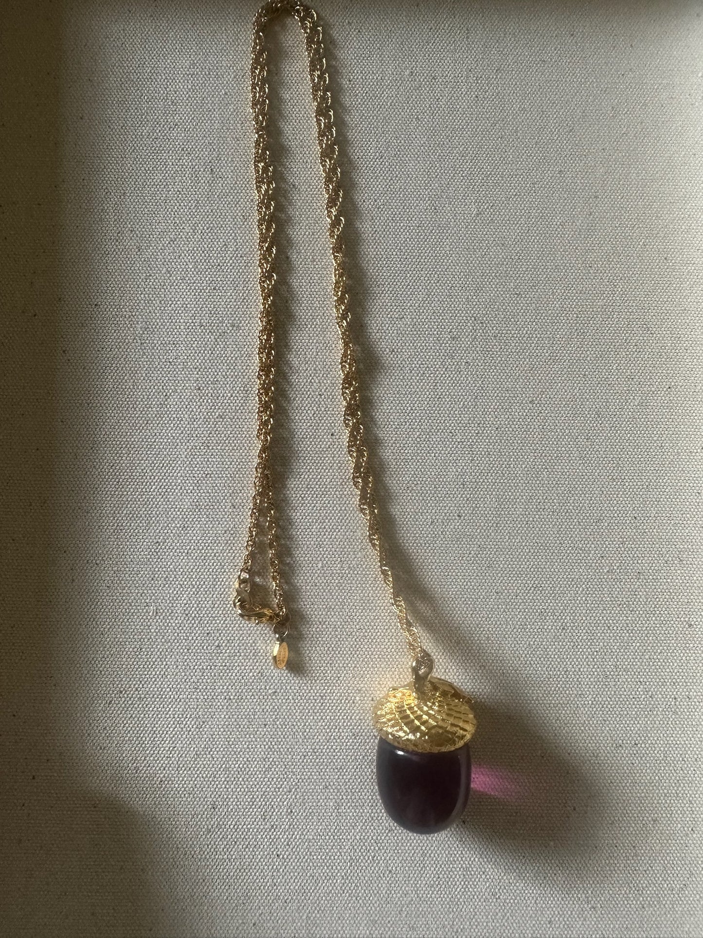 Faux Amber Acorn Pendant Necklace