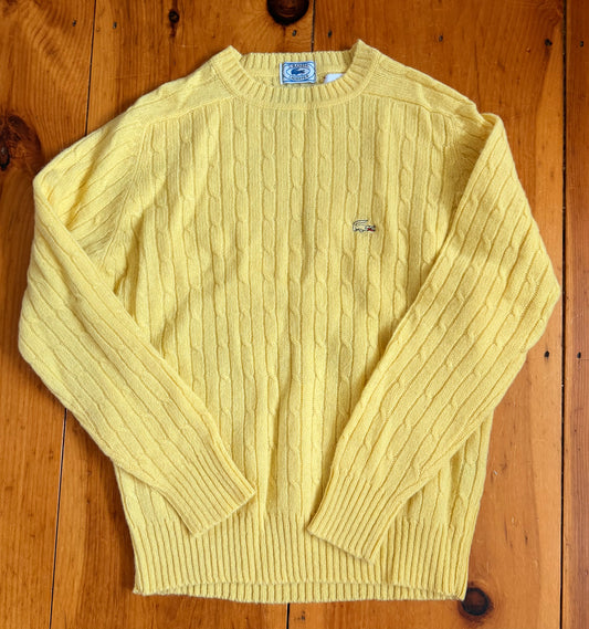 80s Lacoste Daffodil Yellow Cableknit Sweater
