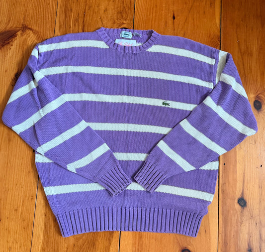 80s Lacoste Purple Striped Sweater
