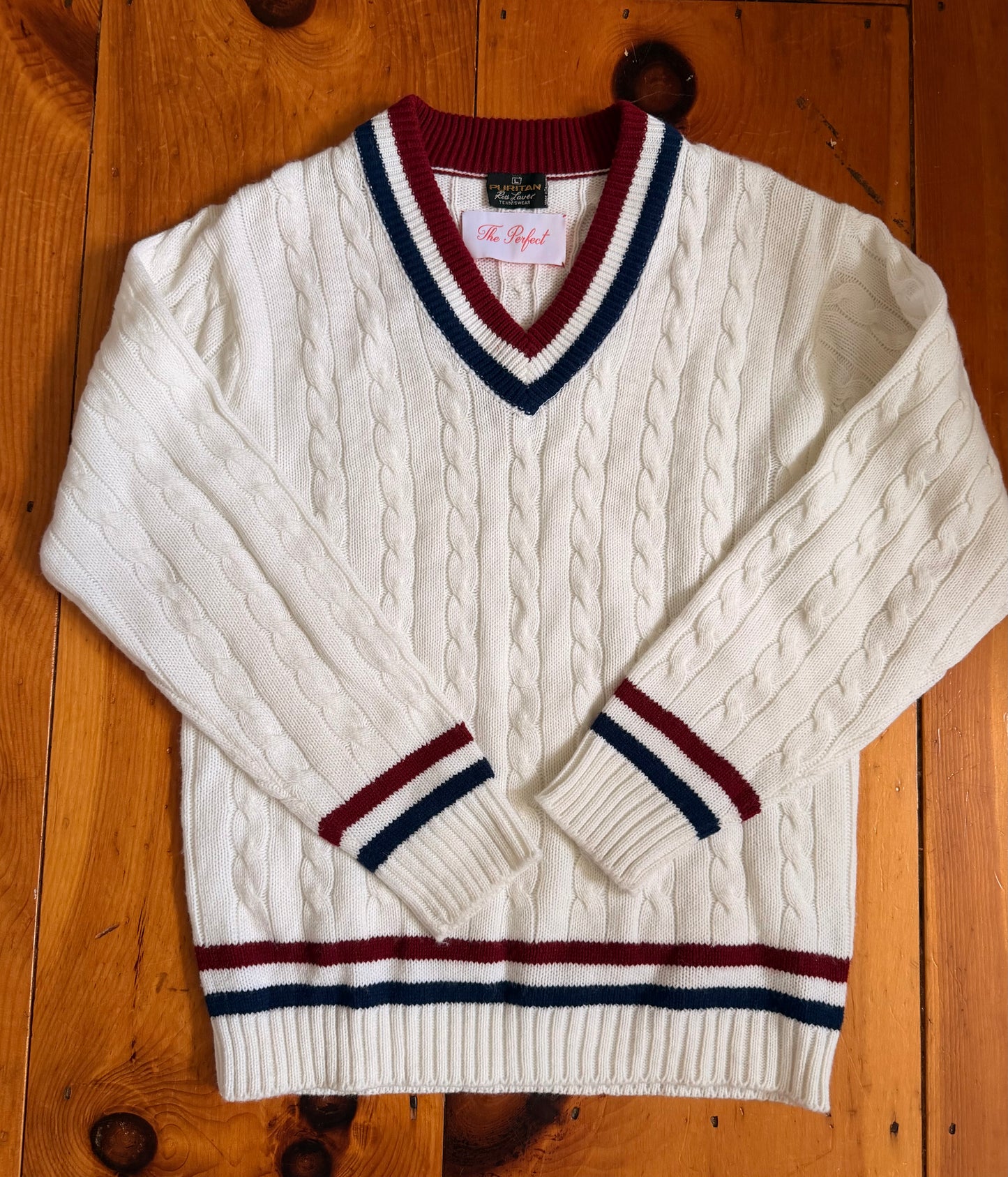 80s Rod Laver Tipped Tennis Sweater