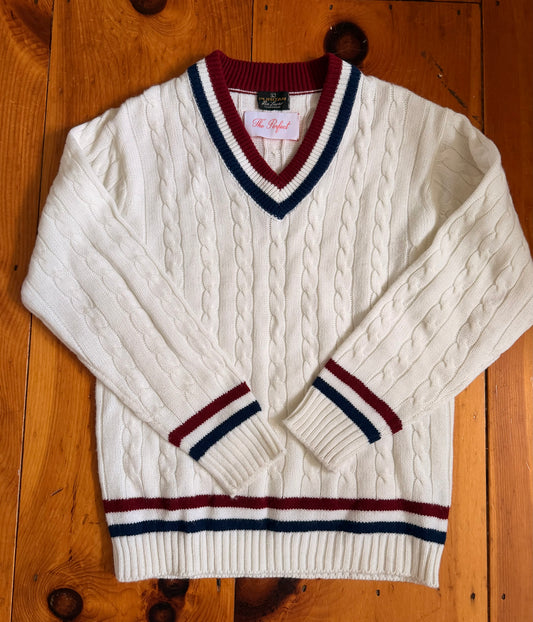 80s Rod Laver Tipped Tennis Sweater