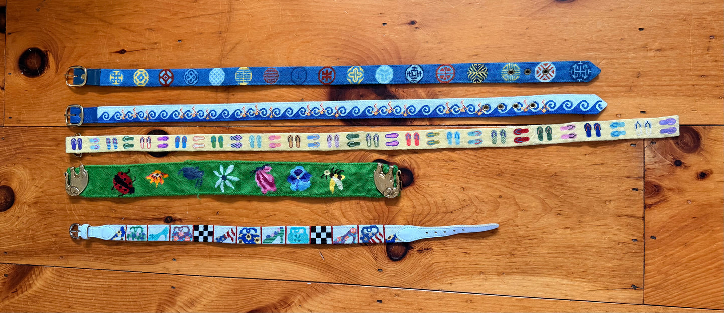 Yellow Needlepoint Belt with Flip-Flops