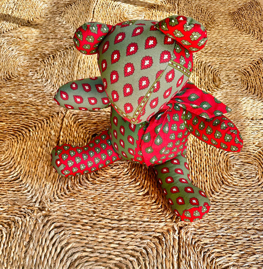Pierre Deux Handmade Stuffed Red and Green Teddy Bear