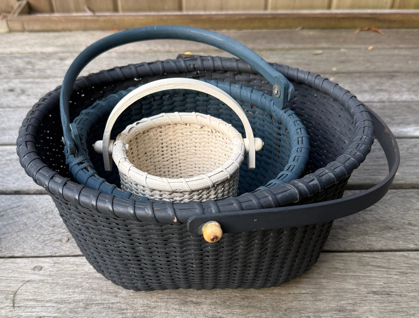 The Perfect Painted Large Oval Charcoal Lightship Basket