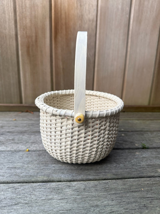 The Perfect Painted Small White Lightship Basket