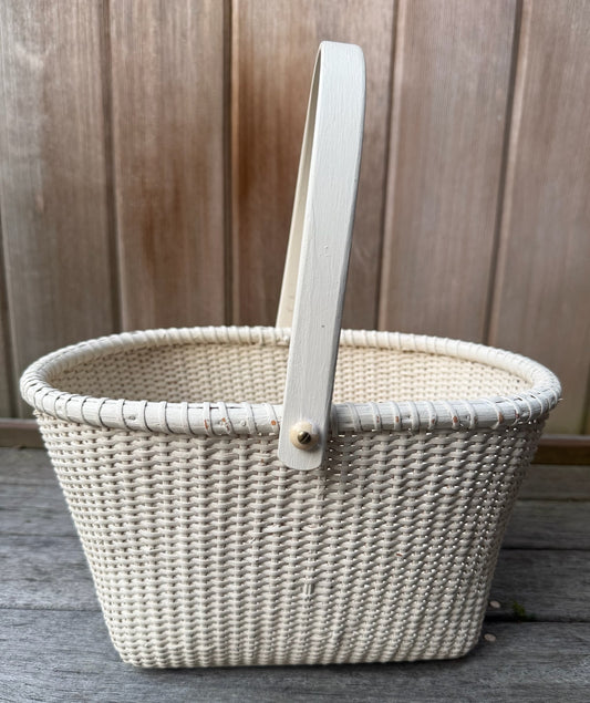 The Perfect Painted Large White Lightship Basket