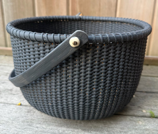 The Perfect Painted Large Round Charcoal Lightship Basket