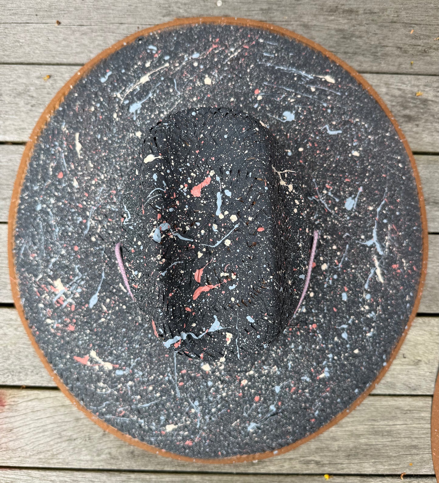 The Perfect Charcoal Splatter-painted  Extra-wide Brim Lifeguard Hat