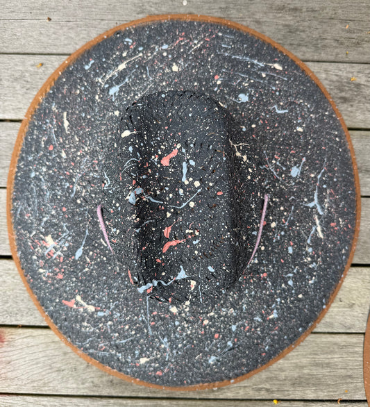 The Perfect Charcoal Splatter-painted  Extra-wide Brim Lifeguard Hat