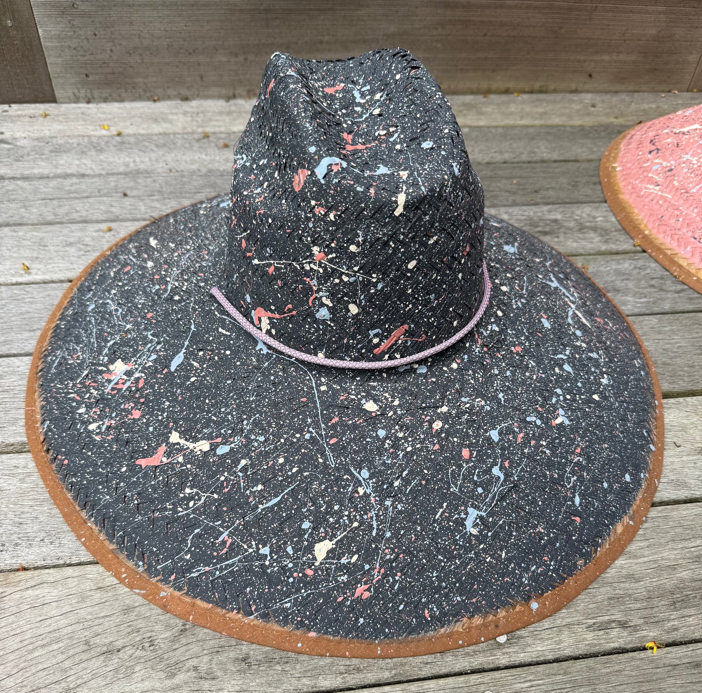 The Perfect Charcoal Splatter-painted  Extra-wide Brim Lifeguard Hat