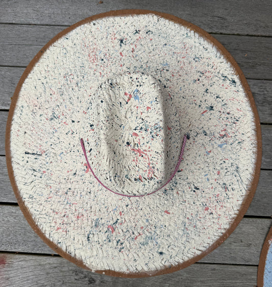 The Perfect White Splatter-painted  Extra-wide Brim Lifeguard Hat