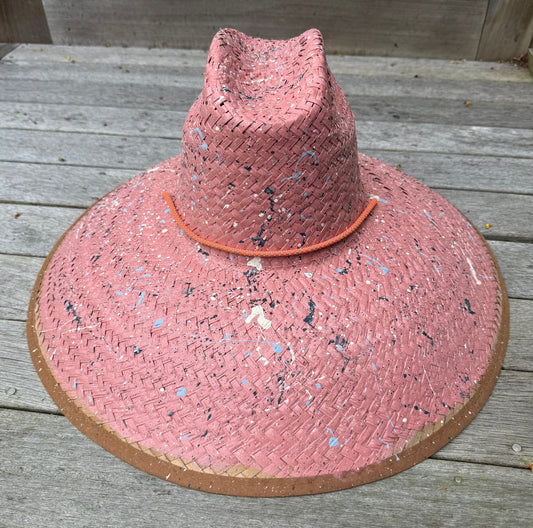 The Perfect Nantucket Red Splatter-painted  Extra-wide Brim Lifeguard Hat
