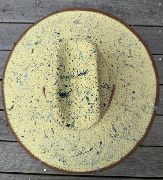 The Perfect Yellow Splatter-painted  Extra-wide Brim Lifeguard Hat