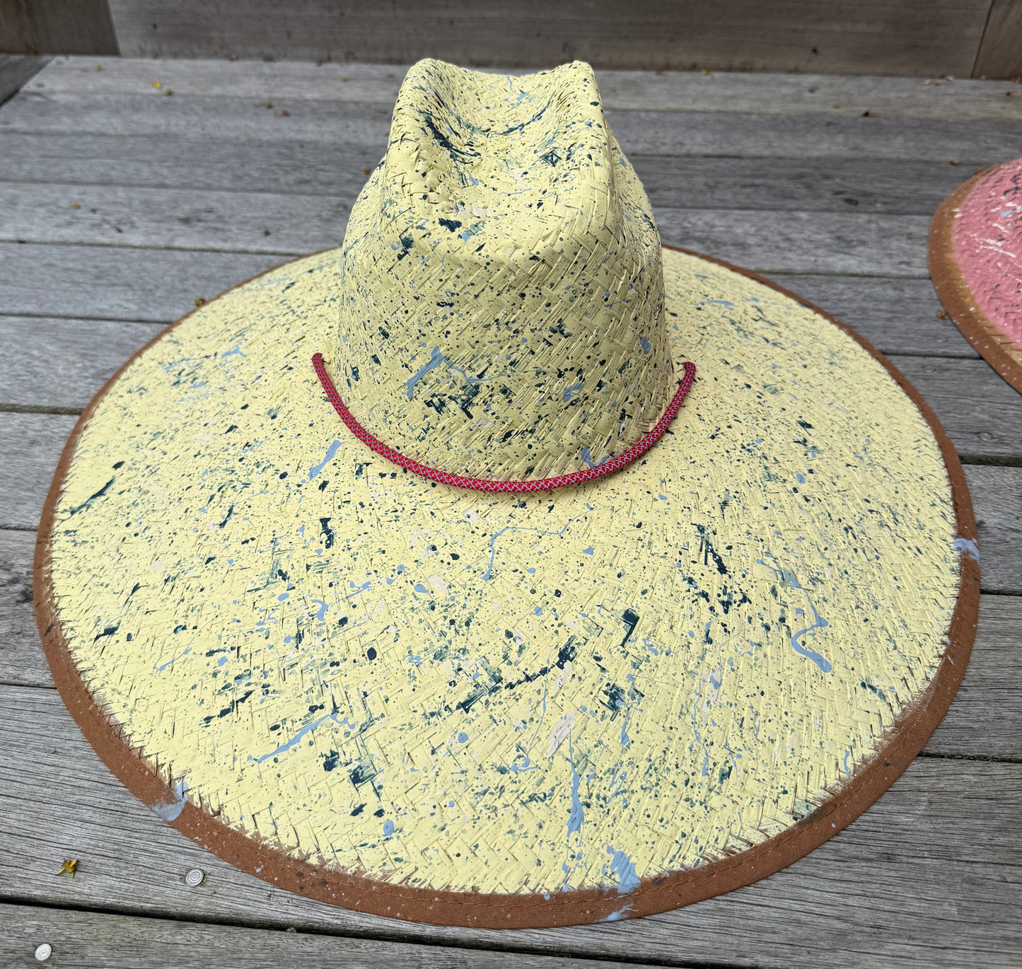 The Perfect Yellow Splatter-painted  Extra-wide Brim Lifeguard Hat