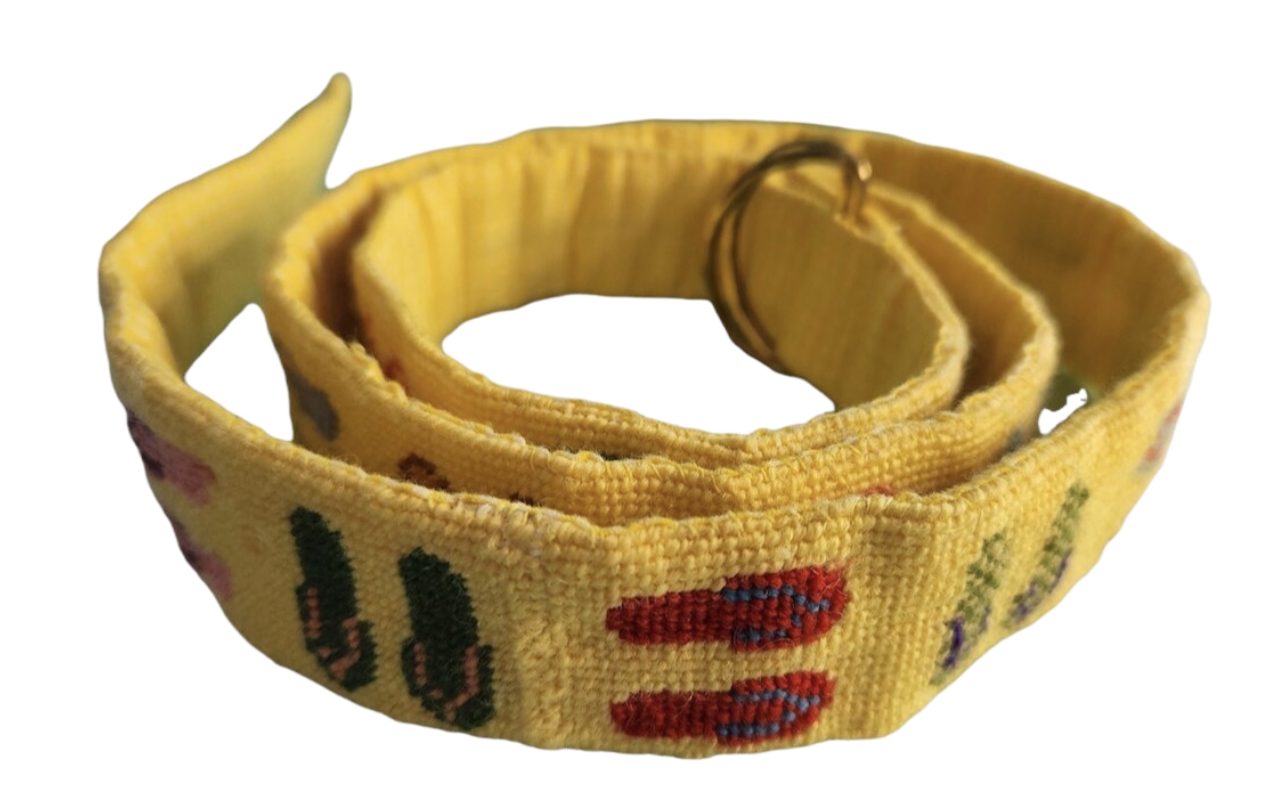 Yellow Needlepoint Belt with Flip-Flops