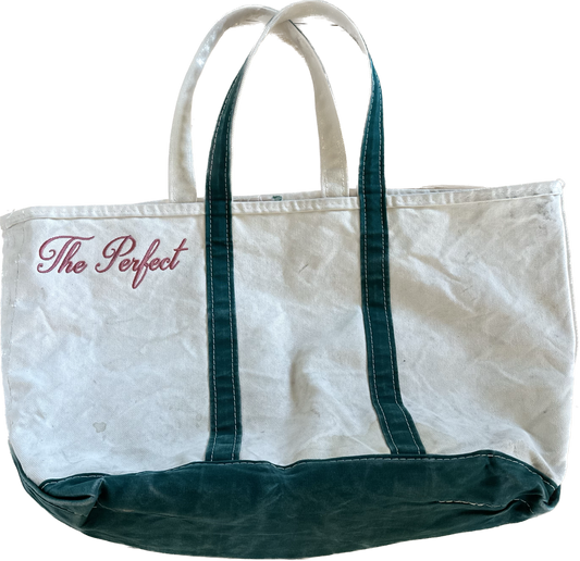 The Perfect Green and White Tote