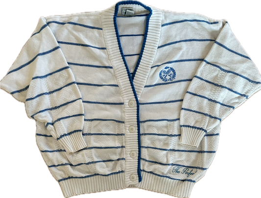 The Perfect Vintage Aqua Striped Lacoste Tennis Cardigan