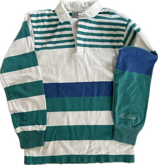 The Perfect Vintage Teal and Cobalt Rugby Shirt