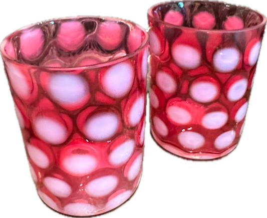 Victorian Cranberry Coinspot Cocktail Glasses